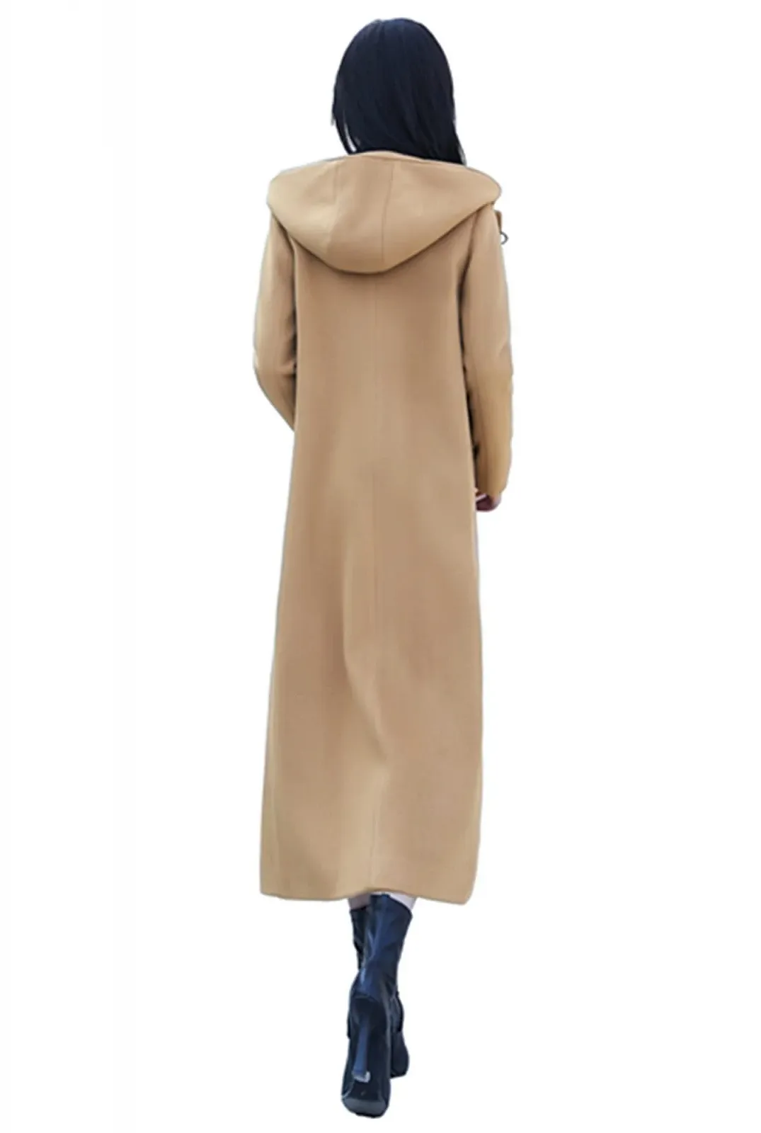 Пальто PLAERPENER Зимове вовняне довге двобортне елегантне з капюшоном, фото №4