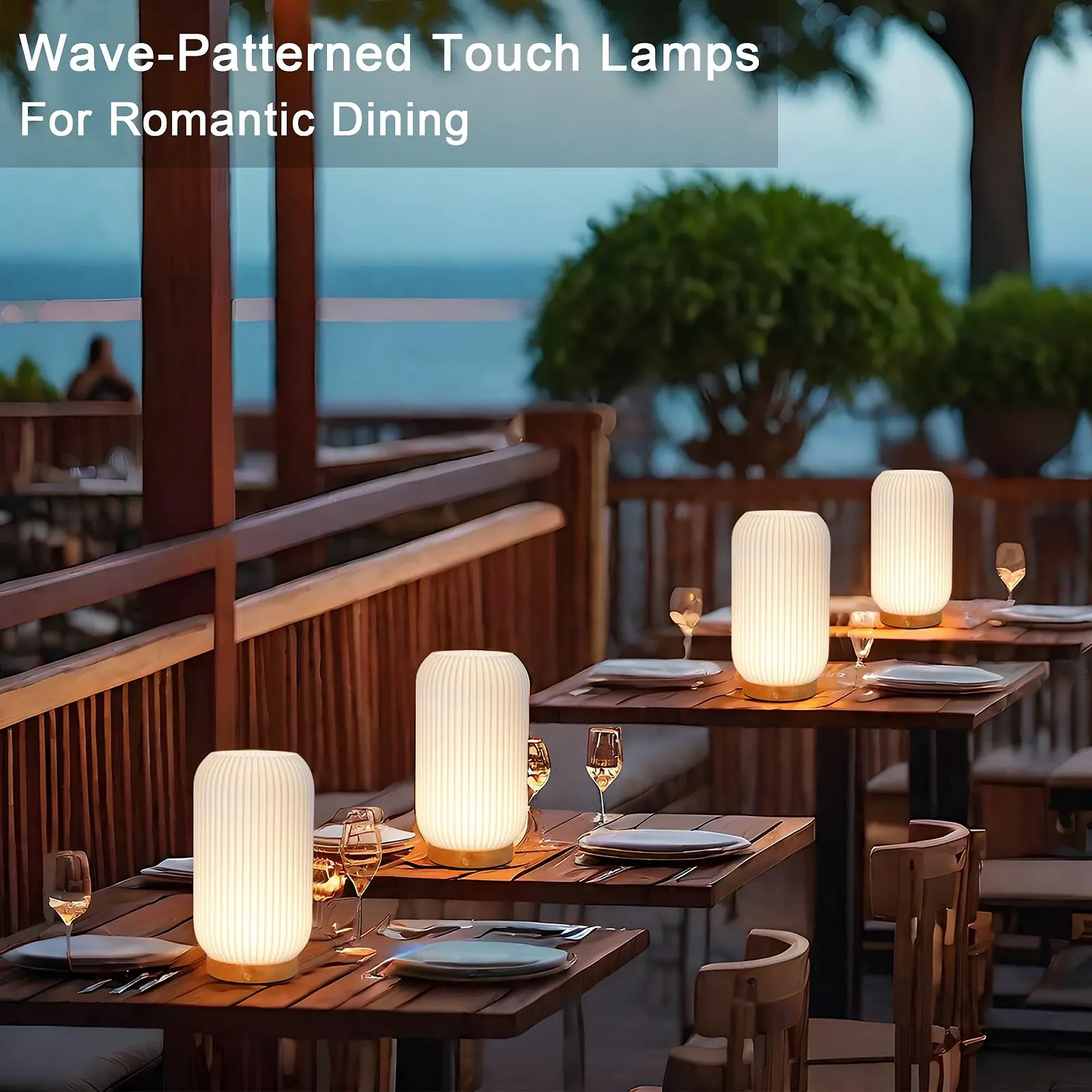 Настільна лампа JHY DESIGN Сенсорна 3D-друк дерев'яна основа Білий 23 см Type-C, фото №6