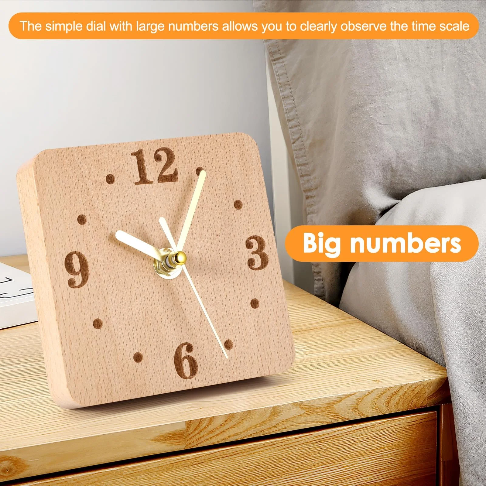 Настольные часы ZONJIE Деревянные, 11 см, аналоговые, фото №5