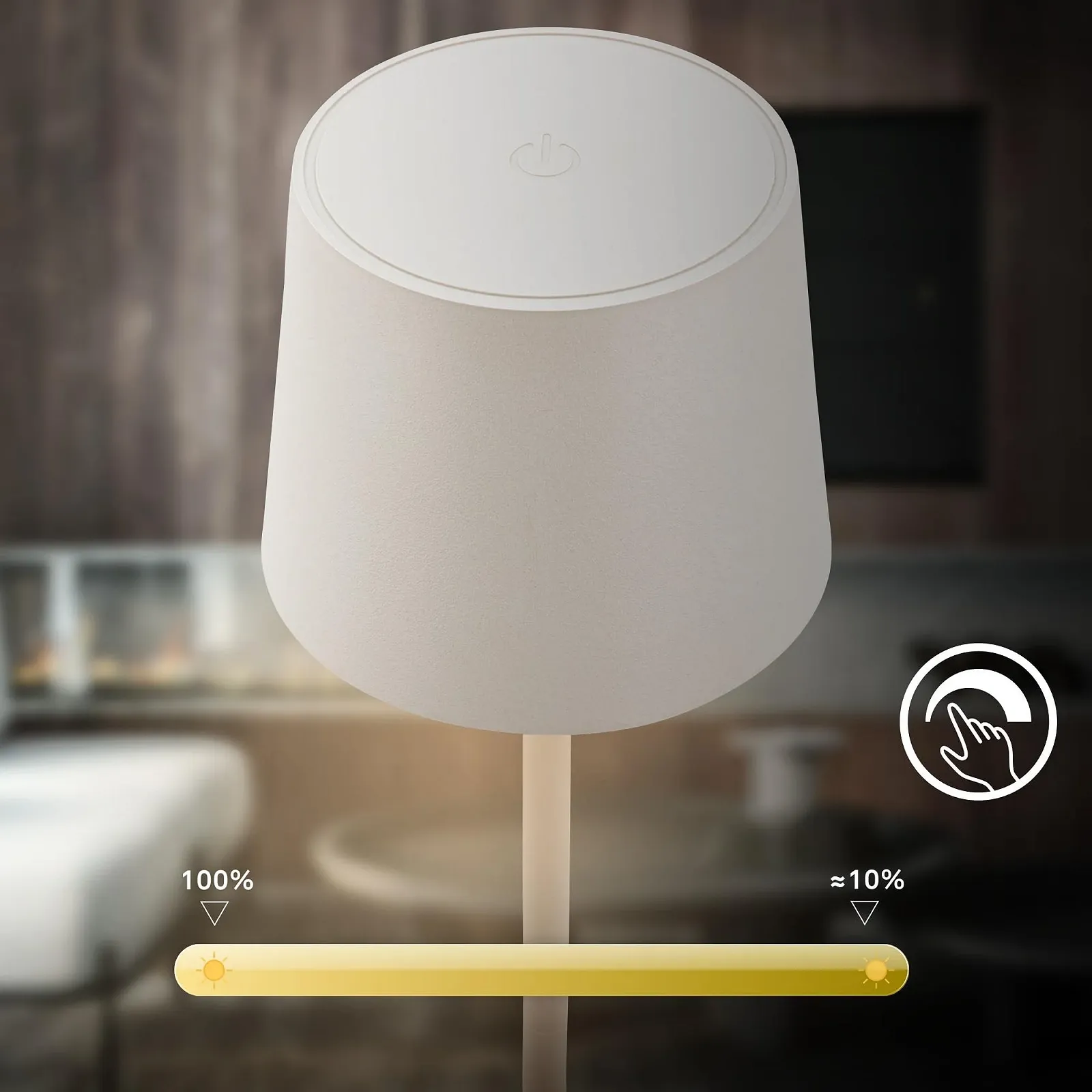 Светодиодная настольная лампа BRILONER Беспроводная IP44 Сенсорная Аккумуляторная Античный белый 11 x 34.5 см, фото №6