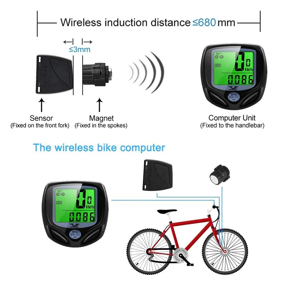 Велокомпьютер Digital Bicycle Computer беспроводной водонепроницаемый, фото №5