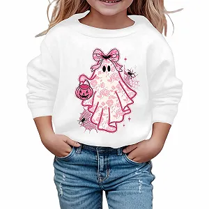 Рубашка с длинными рукавами для девочки Осень - Милый свитшот с хеллоуинским принтом, повседневный детский свитшот с круглым вырезом и длинными рукавами - Фото 1