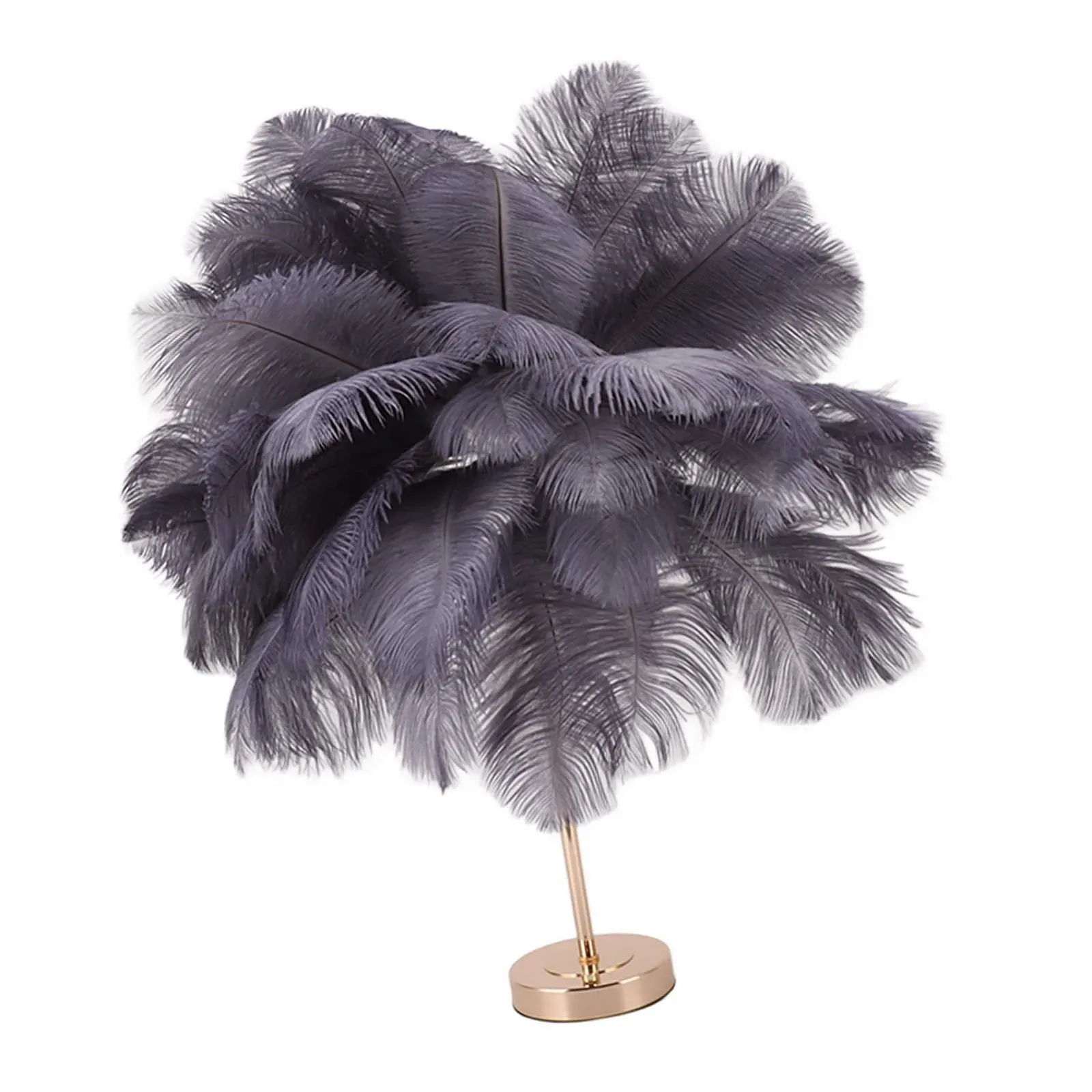 Настільна лампа Fockety Feather Сучасна з пір'я страуса Сенсорна USB Сірий, фото №8