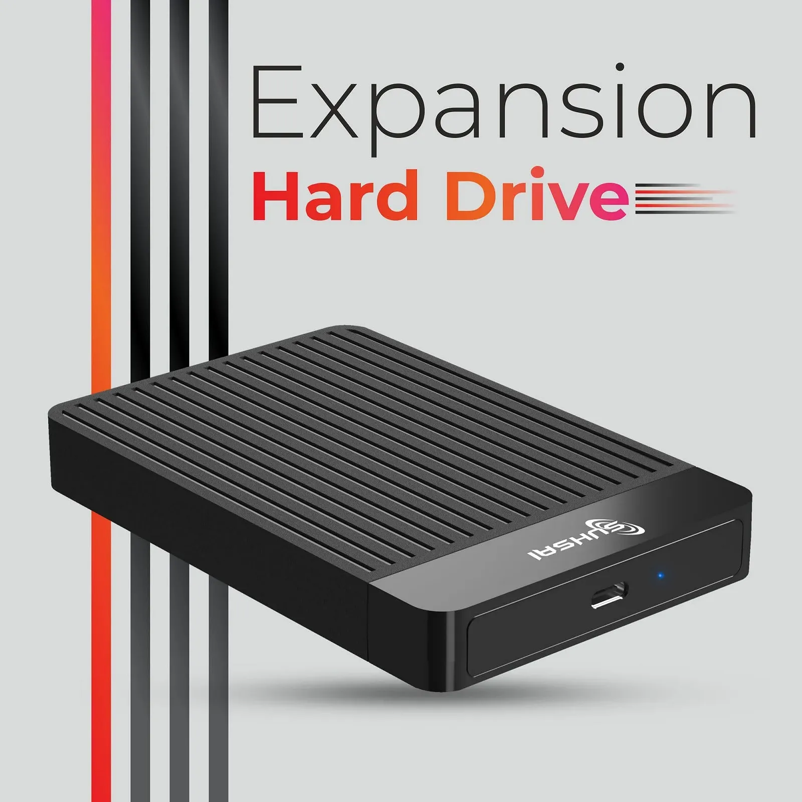 Зовнішній жорсткий диск SUHSAI Portable 500 ГБ 2.5" USB 3.1 Black, фото №5 Зовнішній жорсткий диск SUHSAI Portable 500 ГБ 2.5" USB 3.1 Black, фото №5