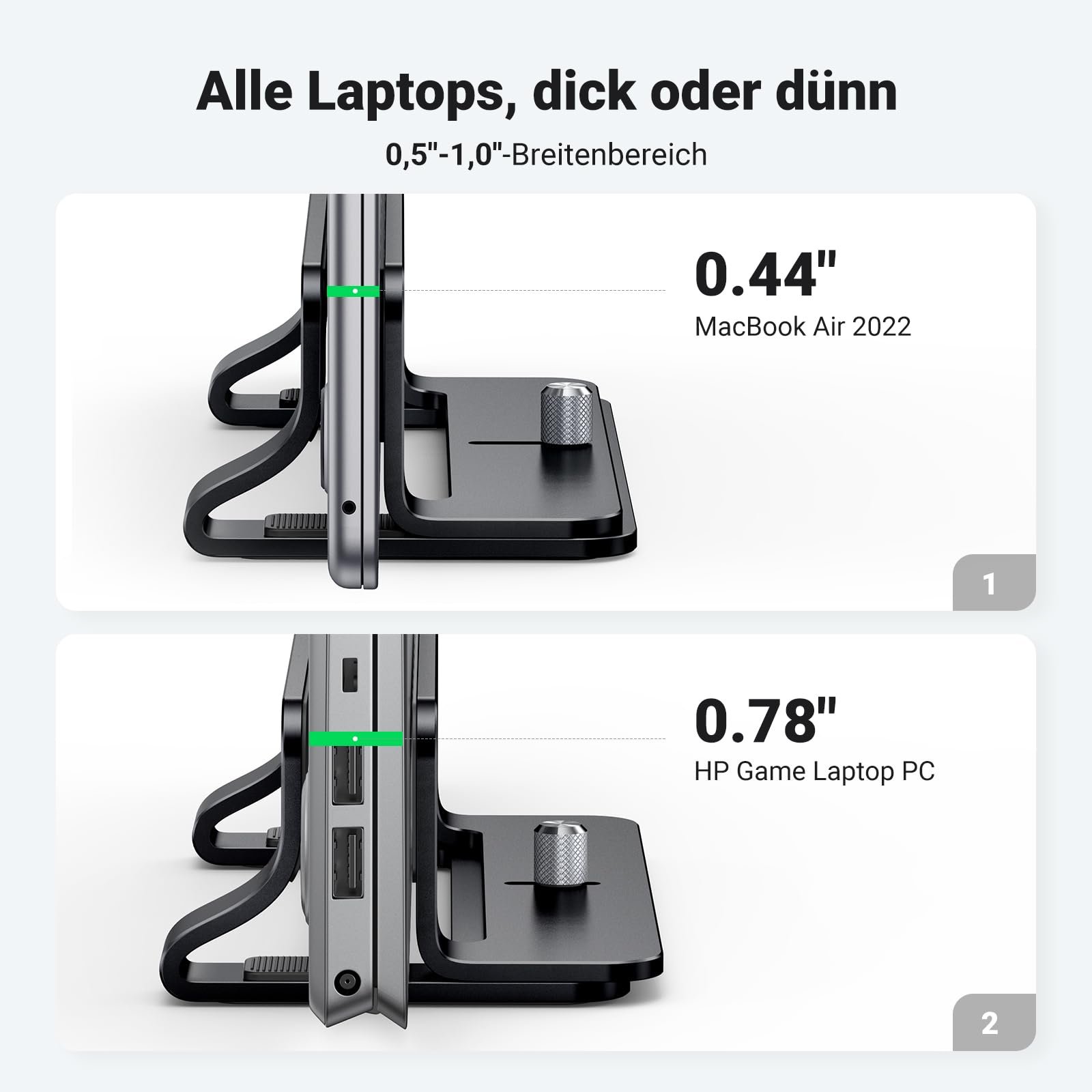 Вертикальная Подставка UGREEN Алюминиевая Вертикальная Подставка для Ноутбука, Экономия Места, Подставка для Ноутбука с Термическим Основанием для Ноутбуков, MacBook Air, Pro, Samsung, iPad, Планшетов, фото №6
