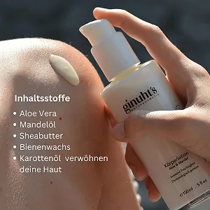 Лосьон для тела ginuht's NATURKOSMETIK 100% Органический для бархатистой кожи, Также подходит для детей и малышей, Интенсивный уход с алоэ вера и миндалем synthetic.ua - Фото 1