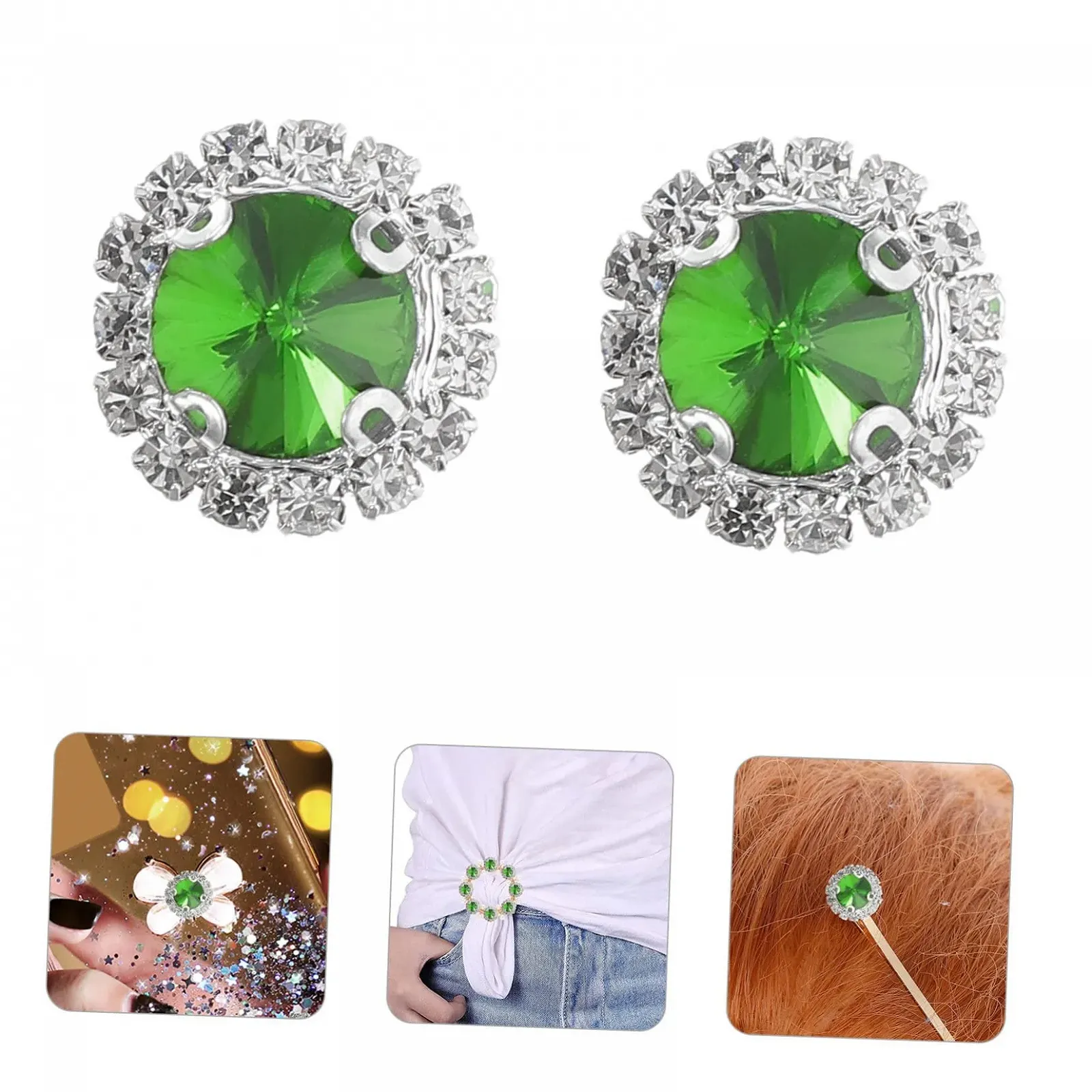 Стрази SEWACC Плоскі Зелені 20 шт. для рукоділля, штучні діаманти з плоскою задньою стороною для весільної дівич-вечірки, виготовлення ювелірних виробів, фото №9