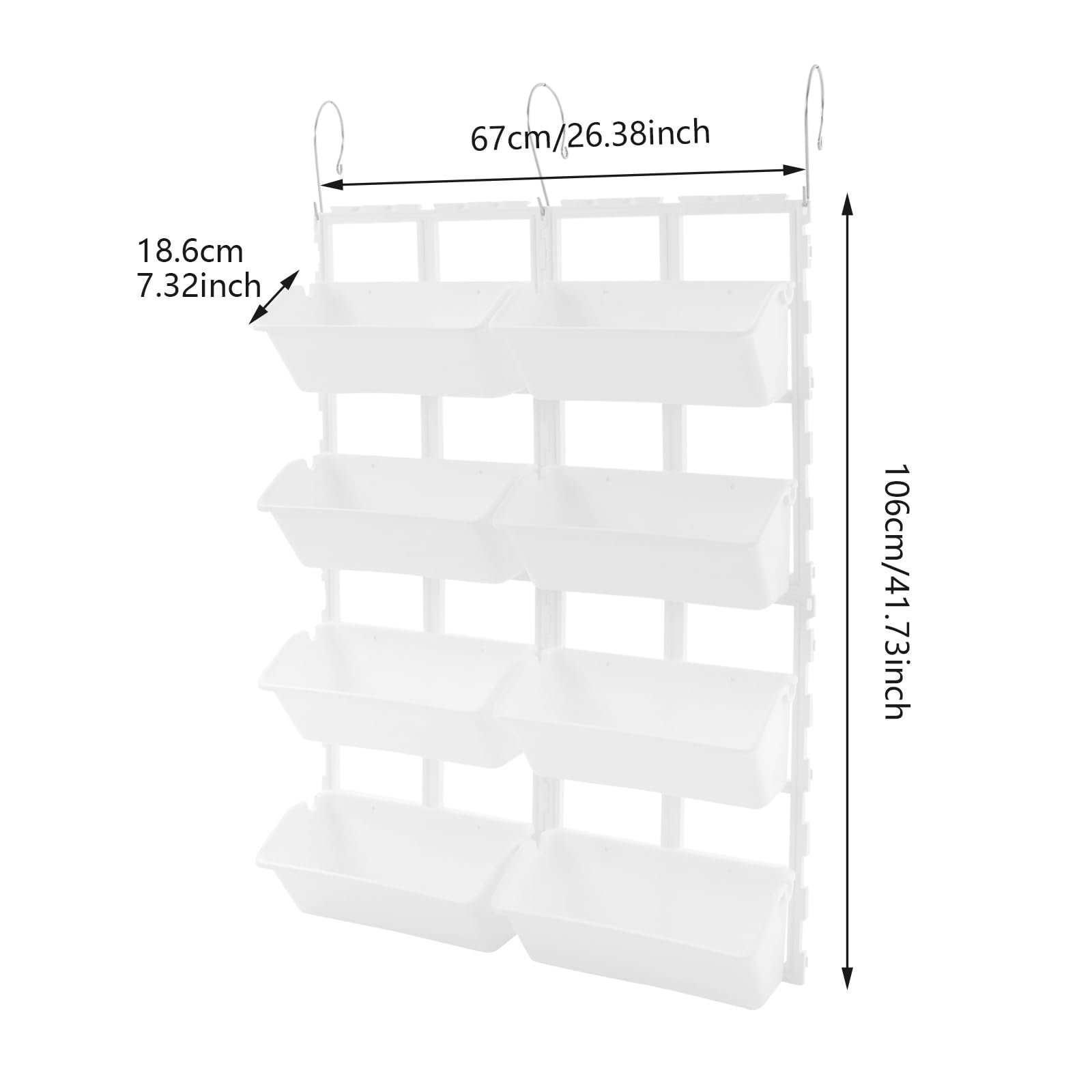 Сумка для рослин настінна вертикальна 8 кишень 67 x 106 см біла, фото №3 Сумка для рослин настінна вертикальна 8 кишень 67 x 106 см біла, фото №3