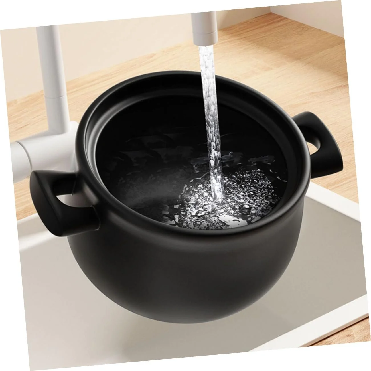 Кастрюля керамическая Toyvian жаропрочная с крышкой и антипригарным покрытием большая для газовых плит, фото №5