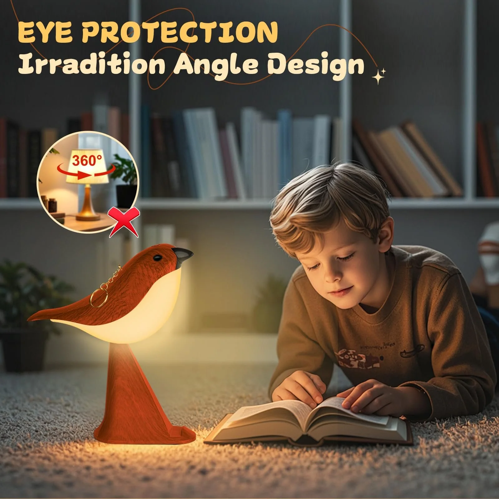 Настільна лампа LAVAED Stand Bird сенсорна акумуляторна USB червона, фото №7