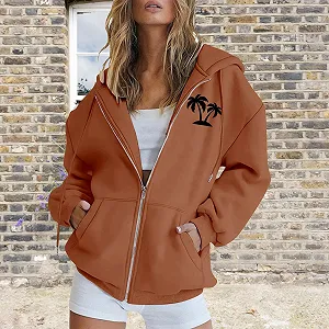 Женская Куртка CCOOfhhc Y2k Толстовка на молнии Однотонная synthetic.ua - Фото 1