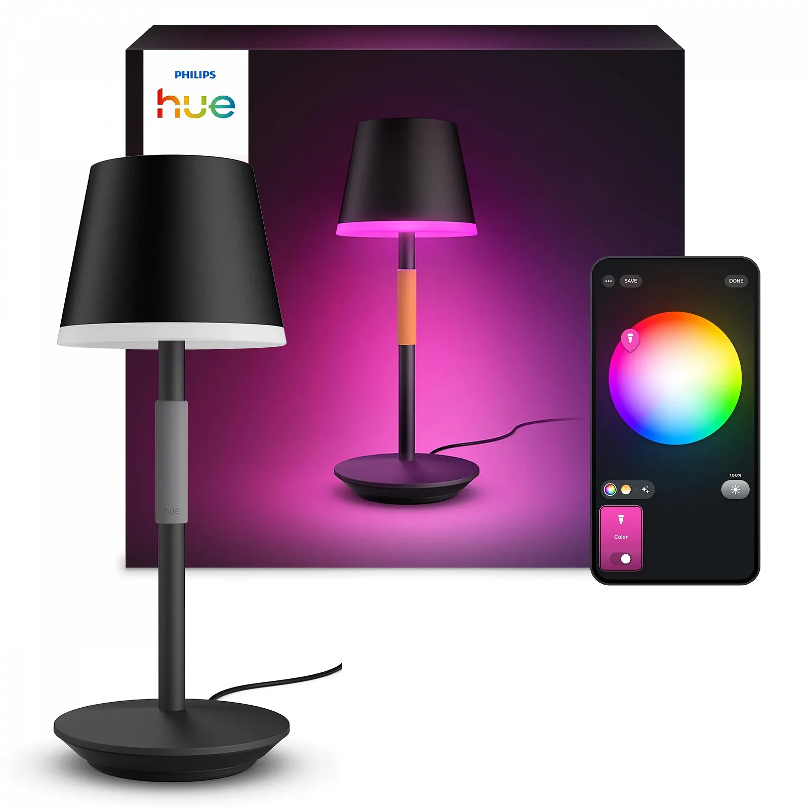 Настільна лампа Philips Hue White & Color Ambiance Go 530 lm Чорний, фото №1