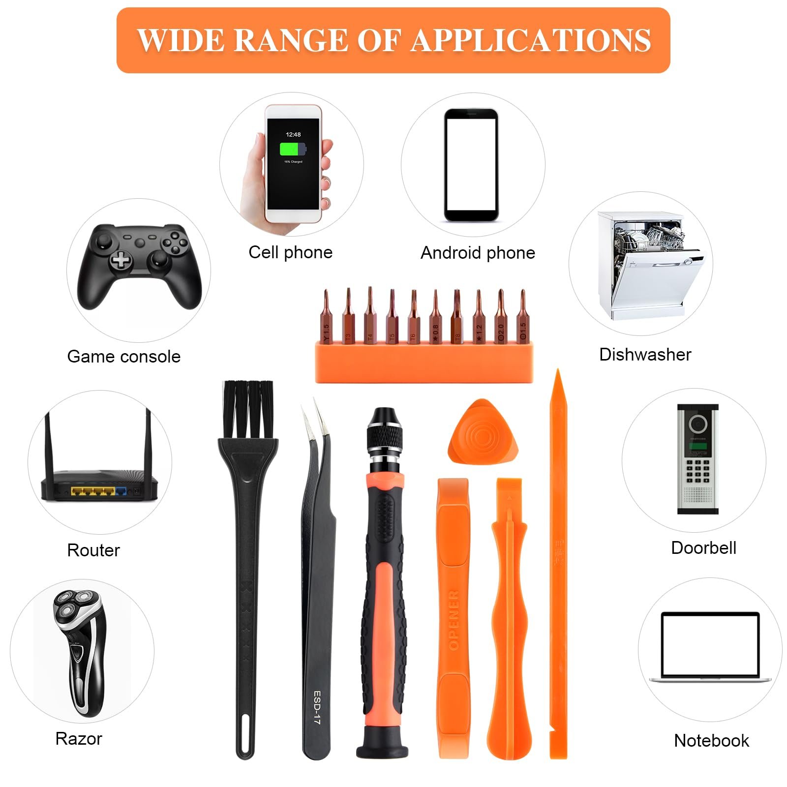 Набір викруток ASTARON 17 в 1 для ремонту Macbook з T3 T4 T5 T6 T8 P2 P5 PH000 Ph00 Y00 Magnetic Torx Bit і інструментом відкривання для ноутбука, MacBook Air і Pro, Xbox, PS4, фото №6 Набір викруток ASTARON 17 в 1 для ремонту Macbook з T3 T4 T5 T6 T8 P2 P5 PH000 Ph00 Y00 Magnetic Torx Bit і інструментом відкривання для ноутбука, MacBook Air і Pro, Xbox, PS4, фото №6