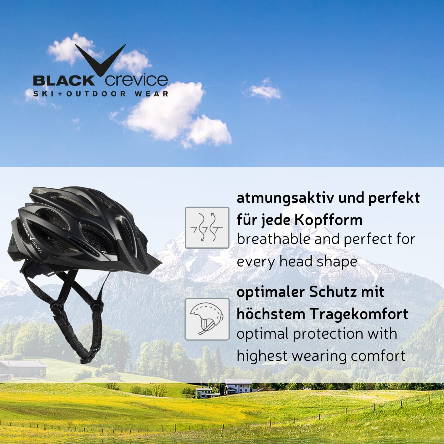 Велосипедный шлем BLACK CREVICE для взрослых, MTB, дышащий, регулируемый по размеру, фото №2