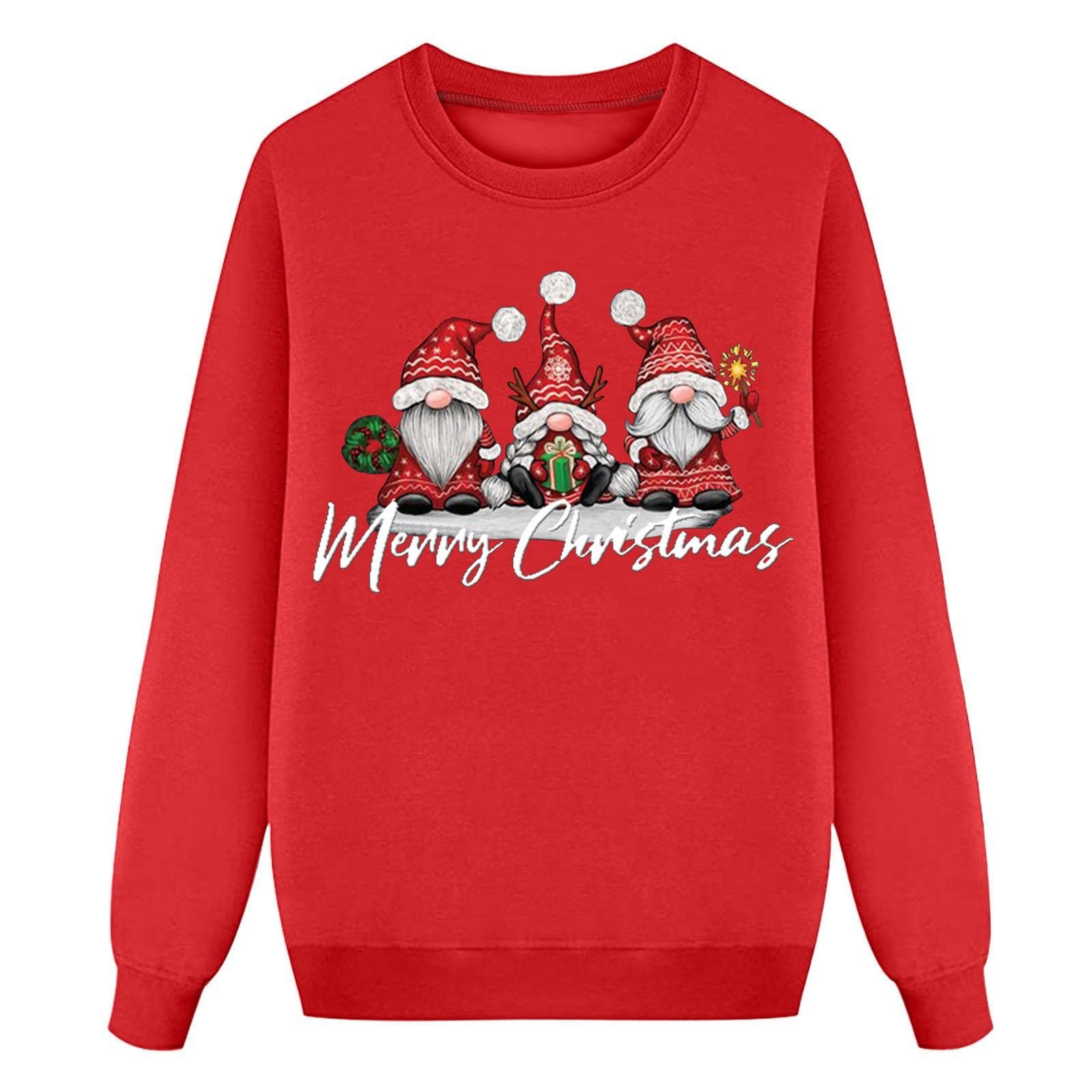 Рождественский свитер Eauptffy Семейный набор Рождественский свитер для пар Унисекс Рождественская толстовка с круглым вырезом Зимний джемпер Топы с принтом елки, фото №1