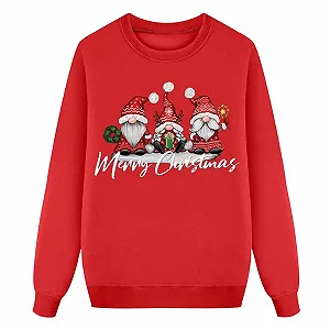 Рождественский свитер Eauptffy Семейный набор Рождественский свитер для пар Унисекс Рождественская толстовка с круглым вырезом Зимний джемпер Топы с принтом елки - Фото 1