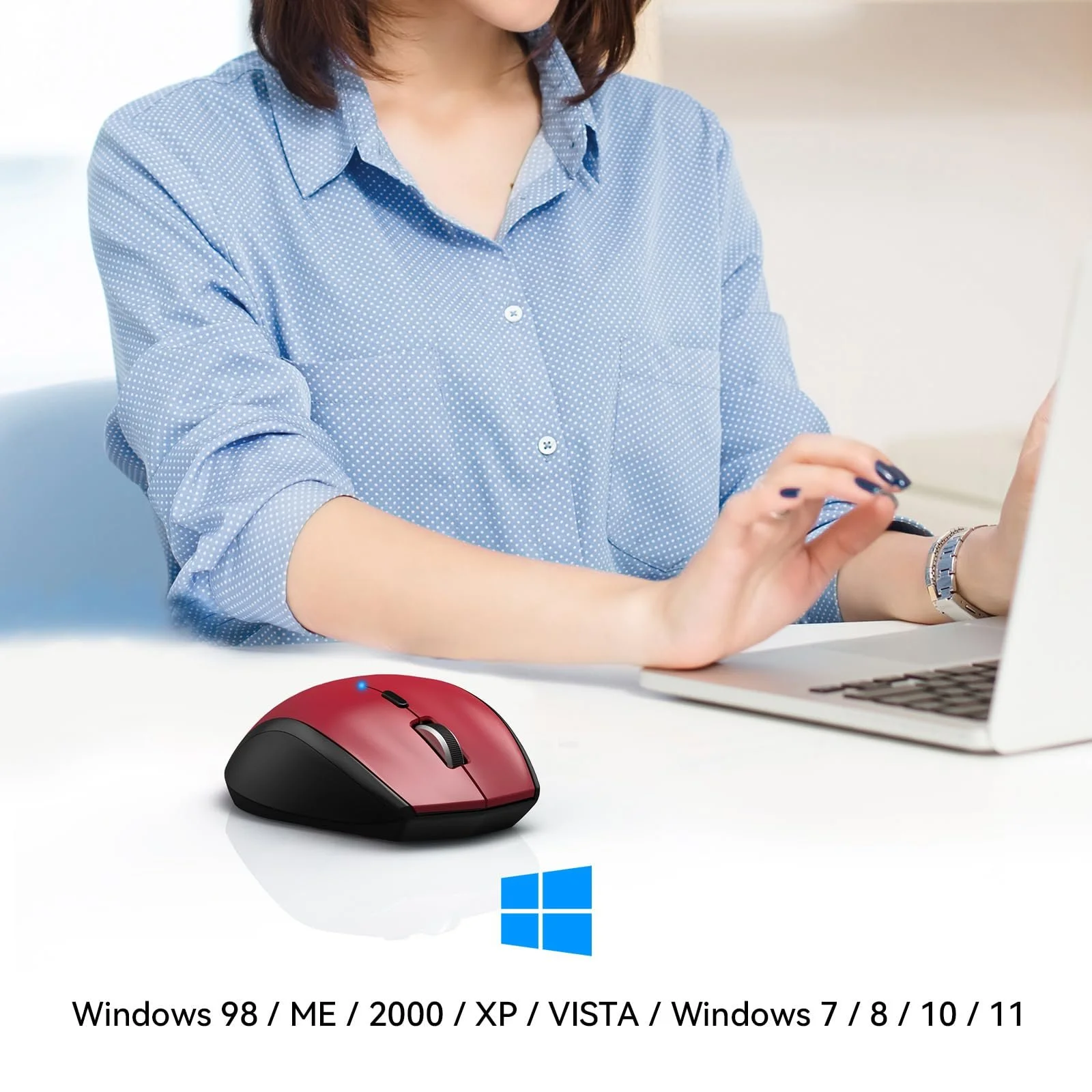 Миша Bluetooth TECKNET Бездротова 3200 DPI Червоний, фото №7