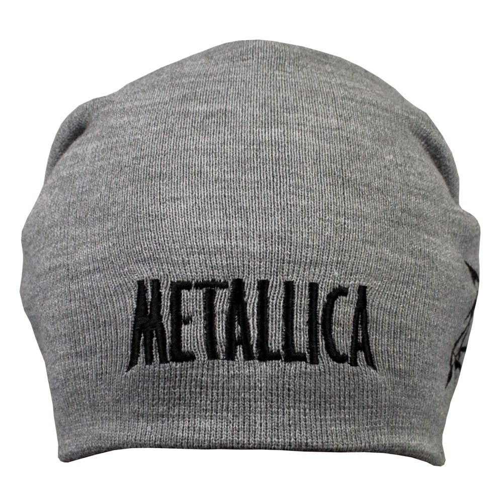 Шапка бини с вышивкой METALLICA Logo серая, фото №2