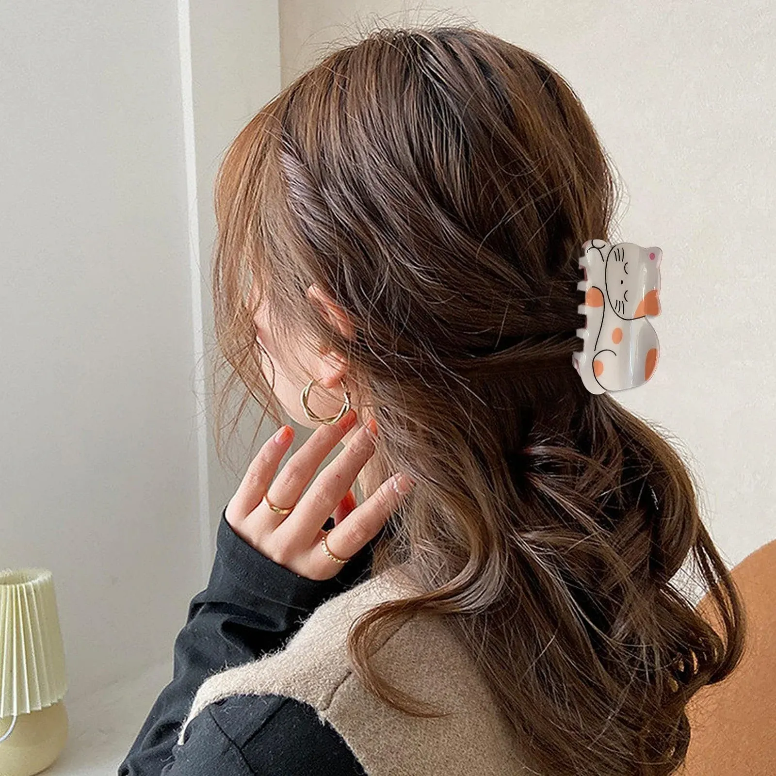 Акриловая заколка для волос Мультяшное Животное Для женщин Сильно держит Тонкие Густые волосы Для работы Банкета Вечеринки, фото №3