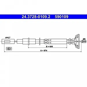 Трос сцепления ATE 24.3728-0109.2 для VAG - Фото 1