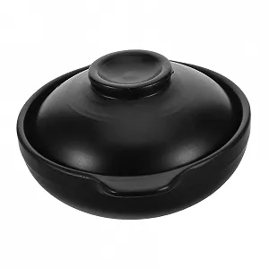 Кастрюля с крышкой термостойкая для пасты супов и рагу для открытого огня керамическая - Фото 1