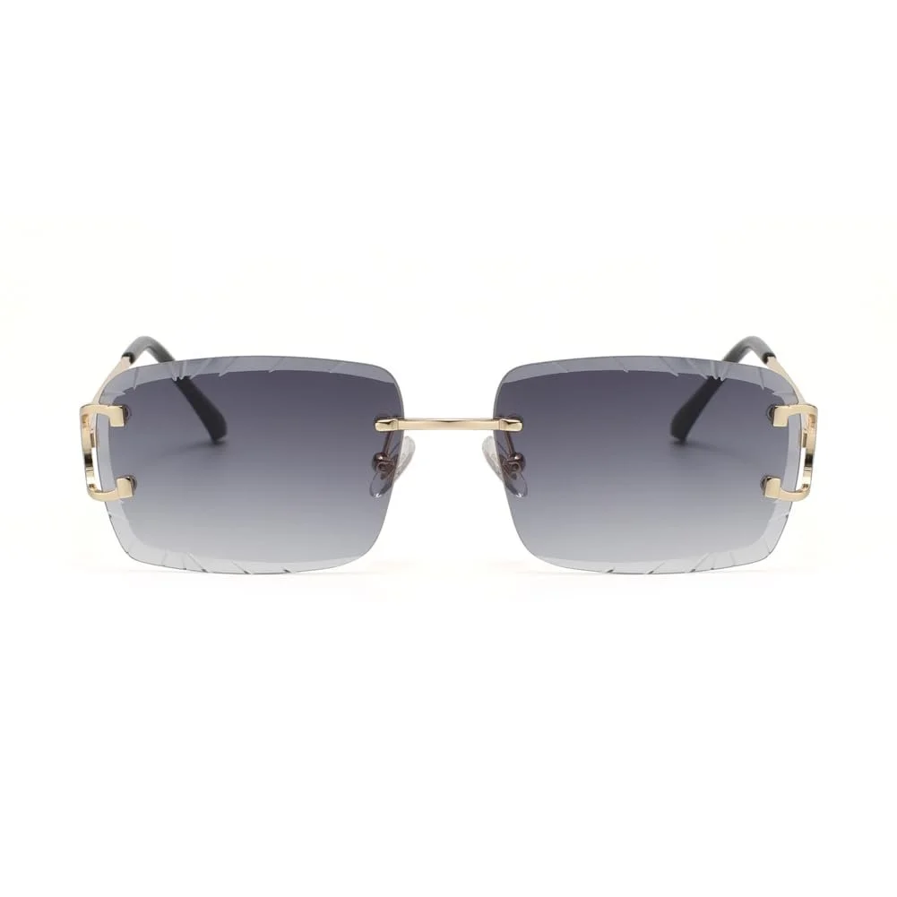 Безкаркасні сонцезахисні окуляри Kachawoo Прямокутні без оправи з гравірованими краями, фото №2