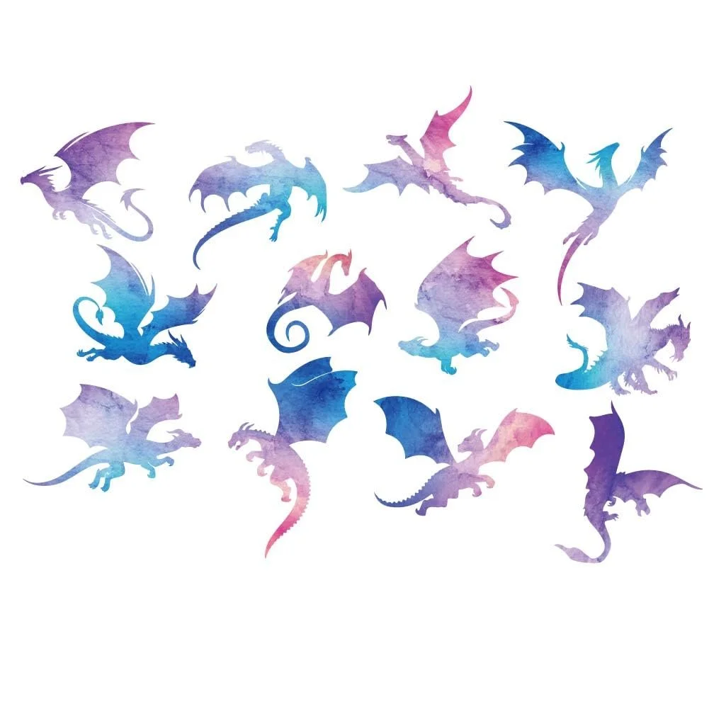 Наклейка на стіну SUPERDANT Watercolour Dragon Silhouette Прозора Вінілова, фото №3