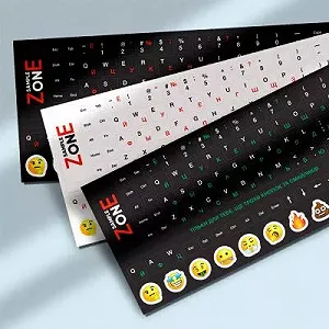 Наклейка на клавиатуру SampleZone непрозрачная чорная бело-зеленый SZ-BK-GS synthetic.ua - Фото 1