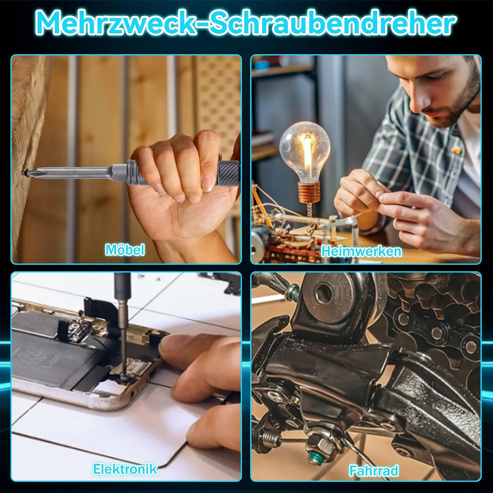 Набір магнітних реверсивних викруток 42-в-1 з Т-подібною ручкою та 40 бітами, фото №7