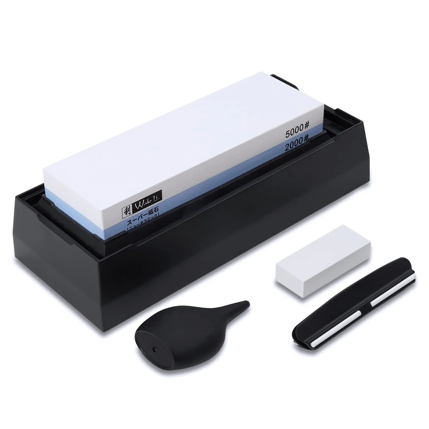 Точильний камінь Wakoli 2000/5000 двосторонній з корунду з направляючою та тримачем у пластиковому боксі, фото №8