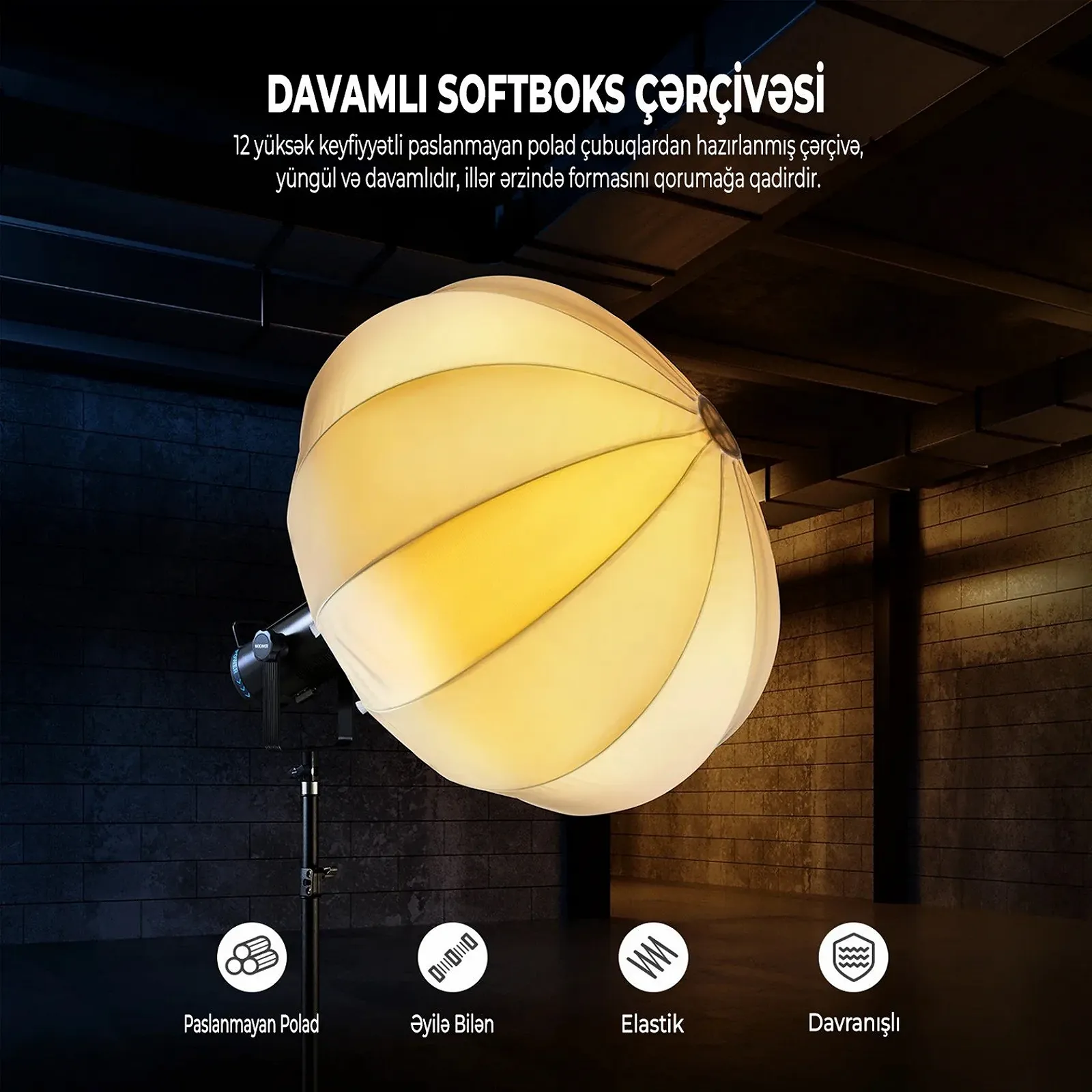 Сферичний софтбокс Neewer NS26L 26" Білий, фото №4 Сферичний софтбокс Neewer NS26L 26" Білий, фото №4