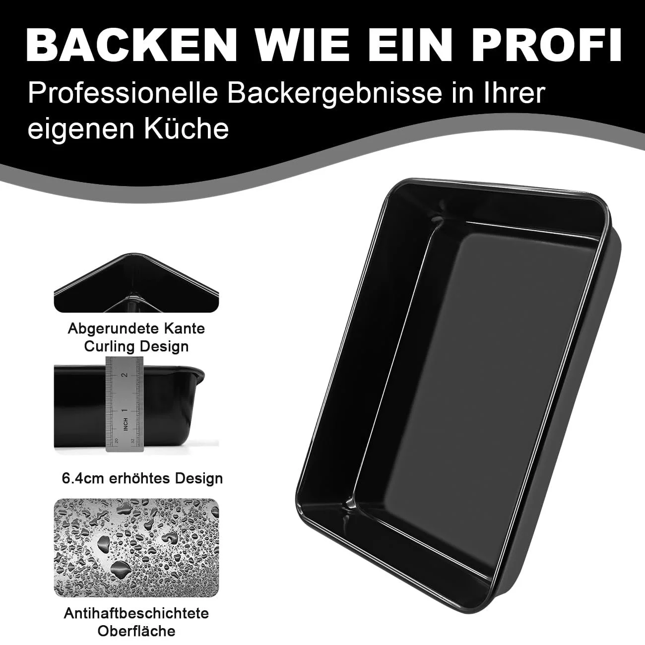 Форма для выпечки 35 x 25 x 6 см прямоугольная эмалированная антипригарная, фото №4