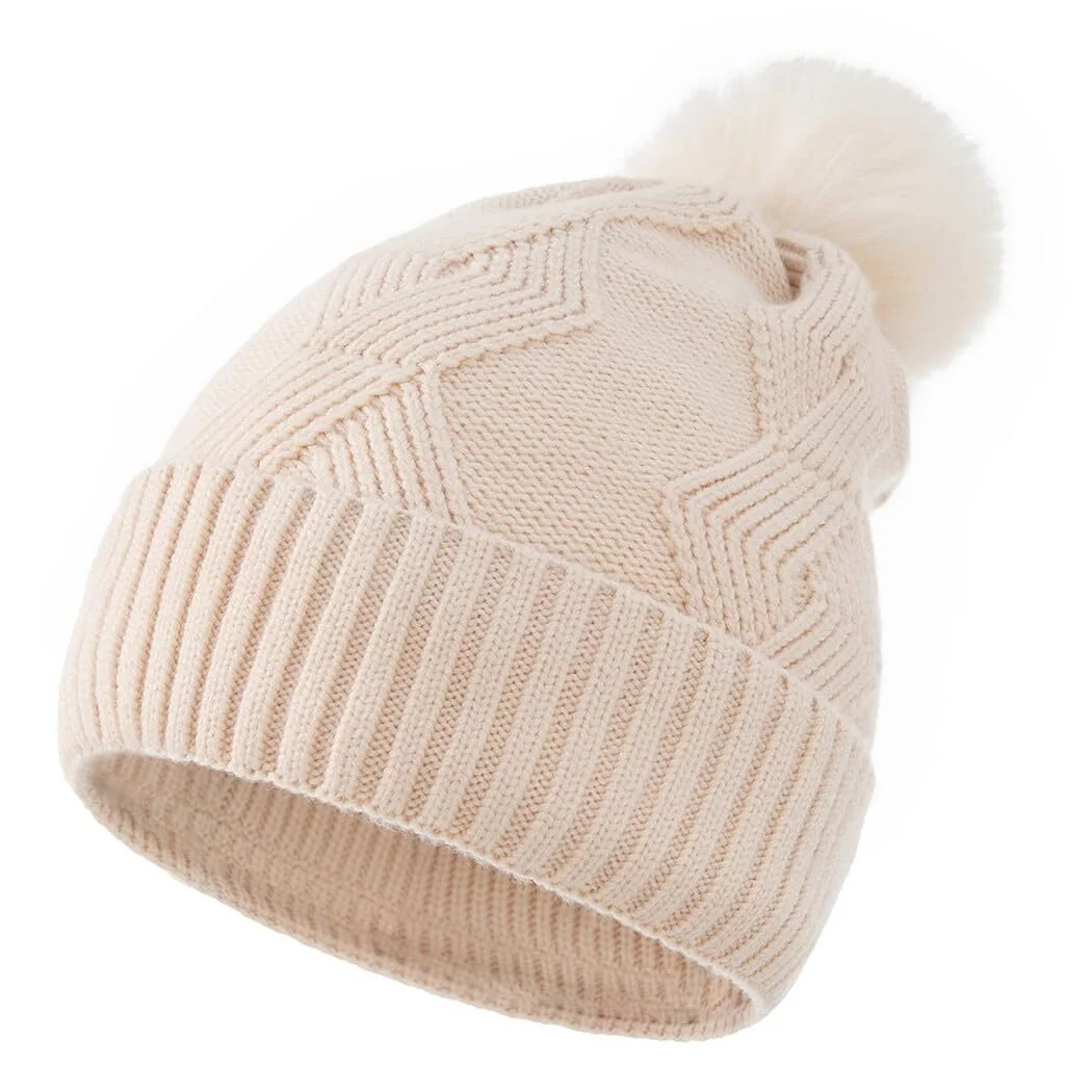 Термошапка з помпоном для дівчинки В'язана, фото №1 Термошапка з помпоном для дівчинки В'язана, фото №1