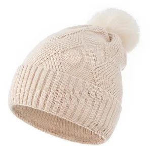 Термошапка з помпоном для дівчинки В'язана - Фото 1