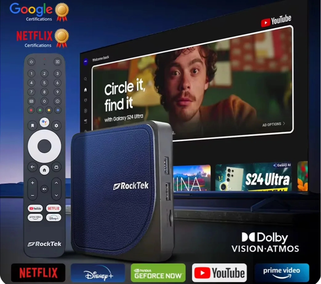 Медіаплеєр RockTek G2 4/64GB Amlogic S905X4-K WiFi6 NETFLIX Smart TV Box, фото №8