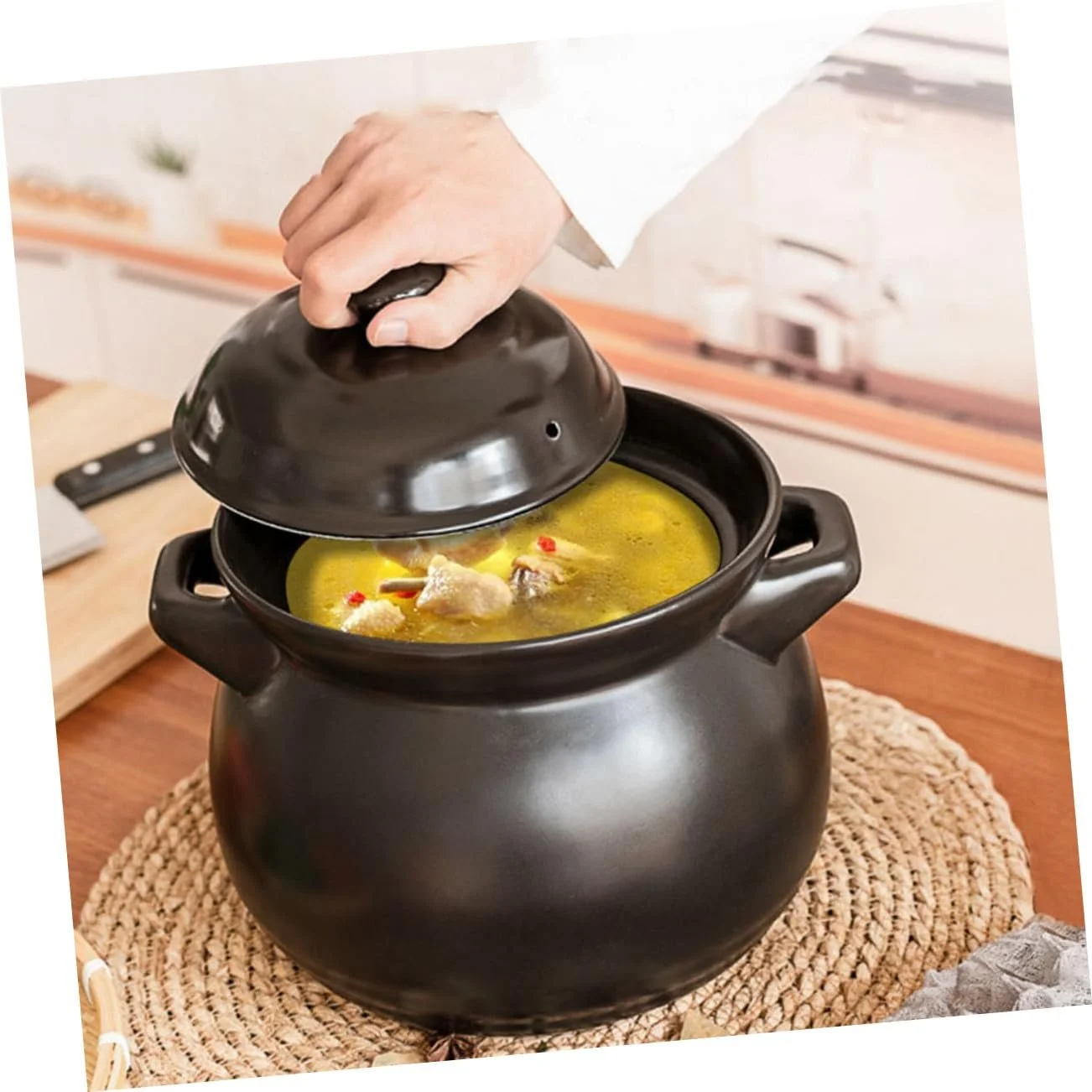 Горшок VALICLUD для риса керамический с крышкой жаропрочный для газовой плиты, фото №6