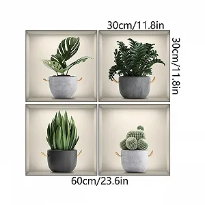 Наклейки для стін 4 шт. 30 x 30 см Зелені рослини 3D synthetic.ua - Фото 1