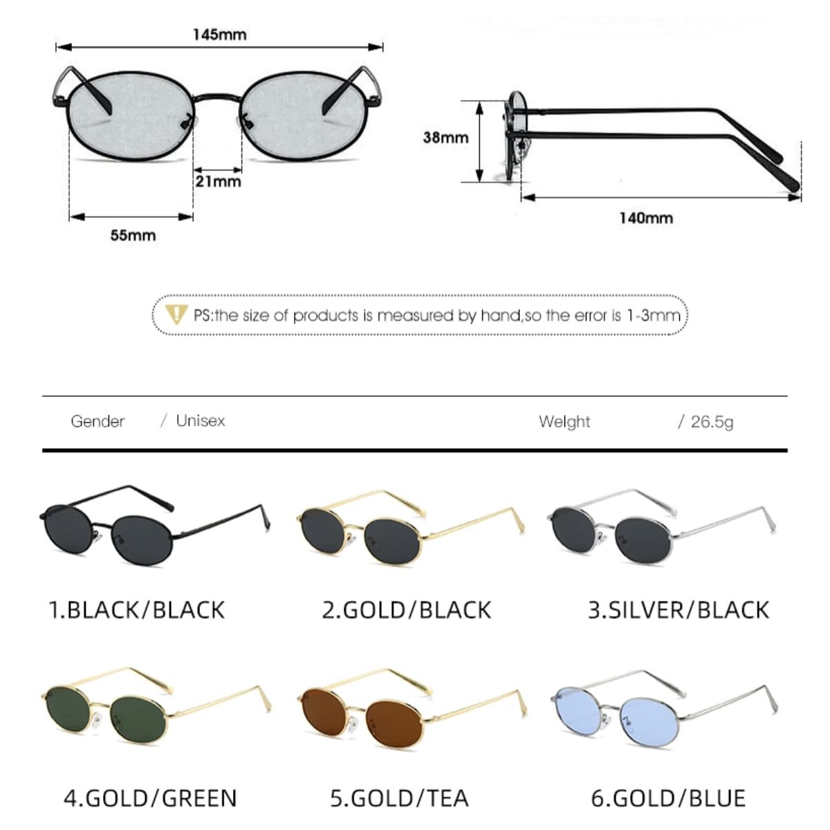 Сонцезахисні окуляри Retro Овальні Металева оправа для чоловіків та жінок QVKUUT, фото №4