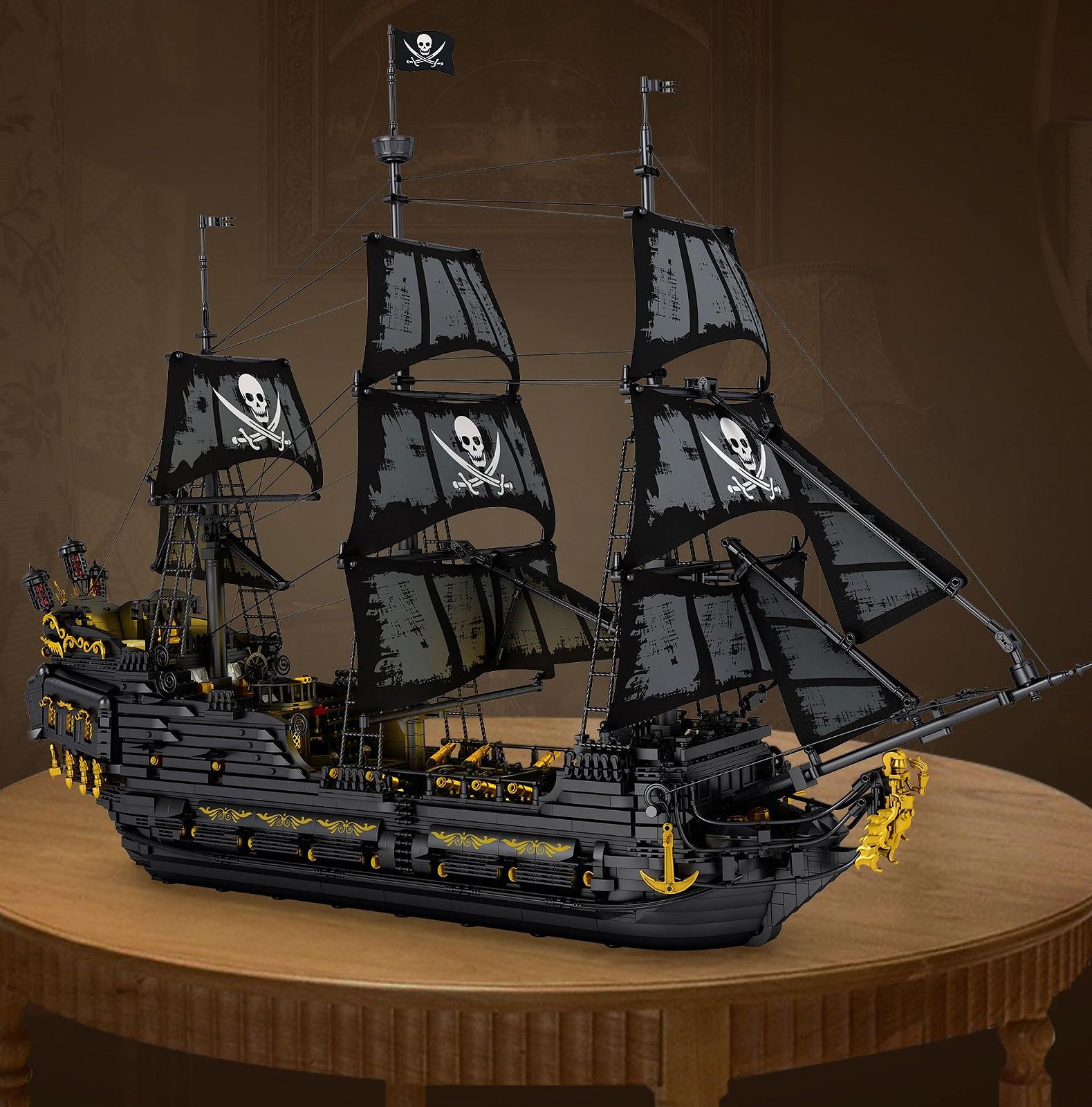 Корабель Auforua Pirate Ship Black Pearl з світлодіодною підсвіткою 4708 шт. чорно, фото №3