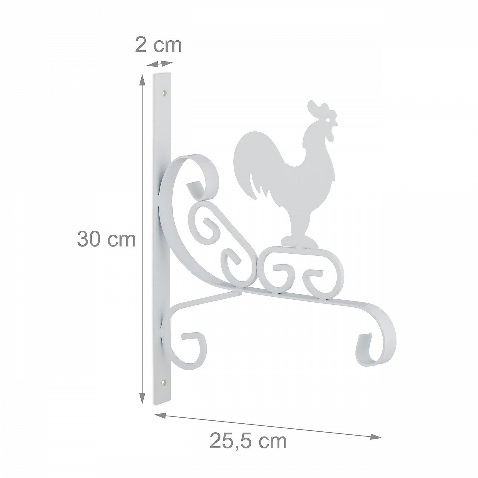 Кронштейн для підвісного кошика Relaxdays Rooster Настінний Залізний 30 x 25.5 x 2 см Білий, фото №4