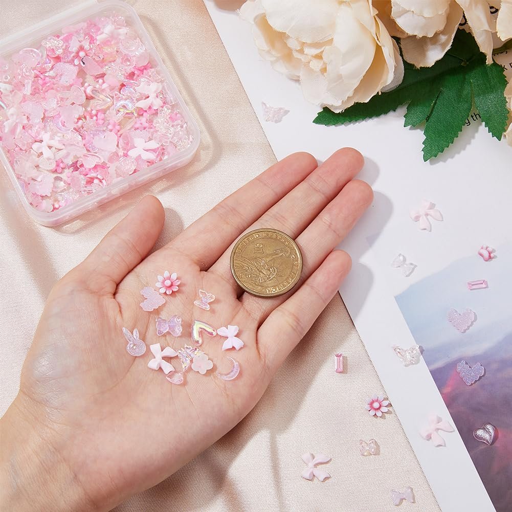 Кабошоны для ногтей Тип Цветок Роза Камелия Луна Сердце Медведь Сирень 4 пакета/коробка, фото №3