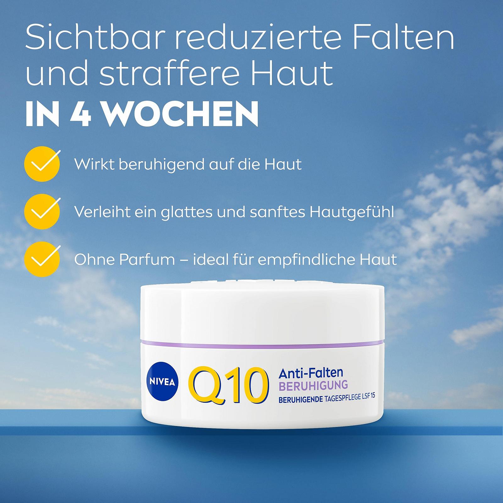 Денний крем NIVEA Q10 проти зморшок заспокійливий без ароматизаторів 50 мл, фото №9 Денний крем NIVEA Q10 проти зморшок заспокійливий без ароматизаторів 50 мл, фото №9