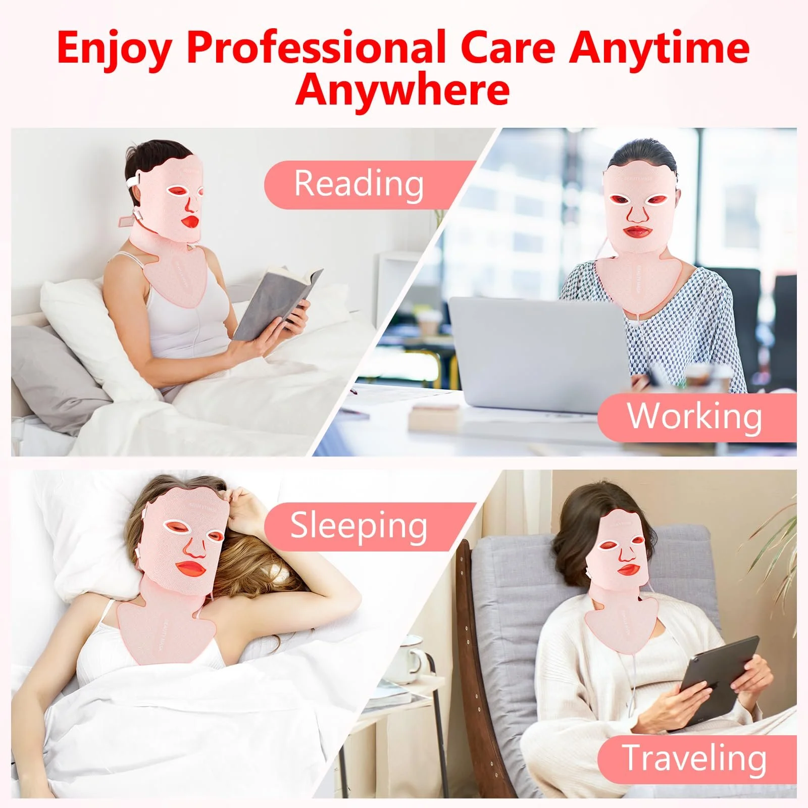 LED Маска для обличчя USUIELIGHT 7 Colours Світлова терапія, Червоне світло для анти-старіння, акне та підтяжки шкіри, фото №8