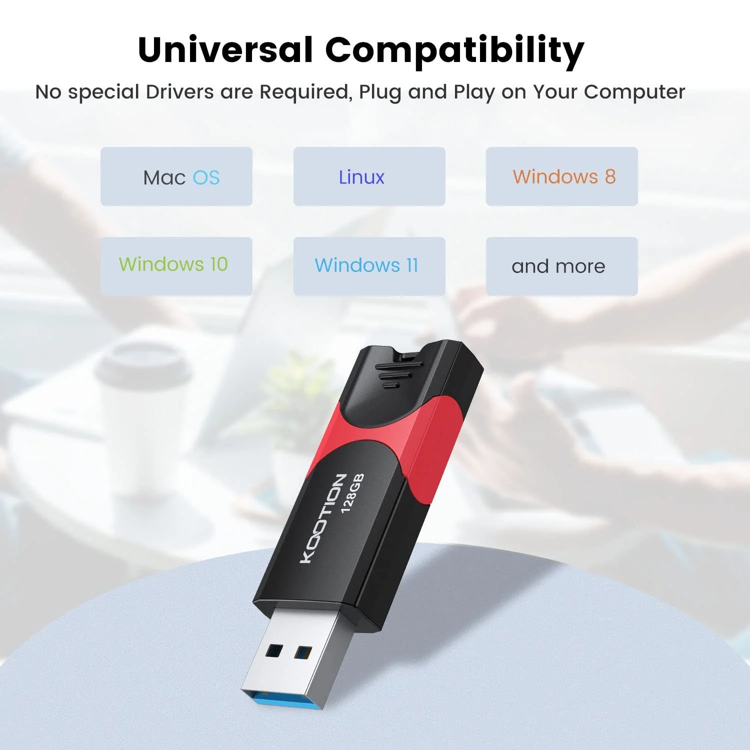 USB-накопичувач KOOTION 128GB USB 3.0 Висувний з LED-індикатором, фото №6