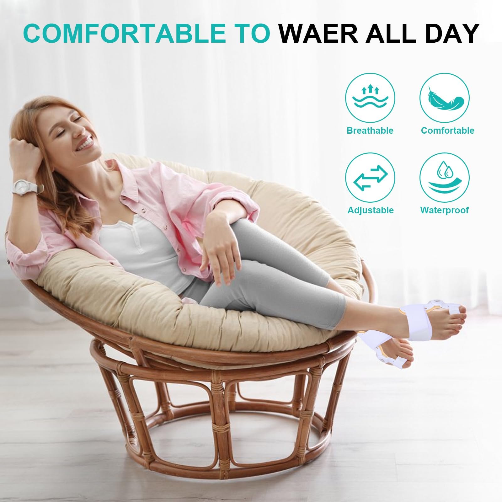 Шина для корекції Hallux Valgus (2 шт.) Регульований роздільник для пальців Синій, фото №6