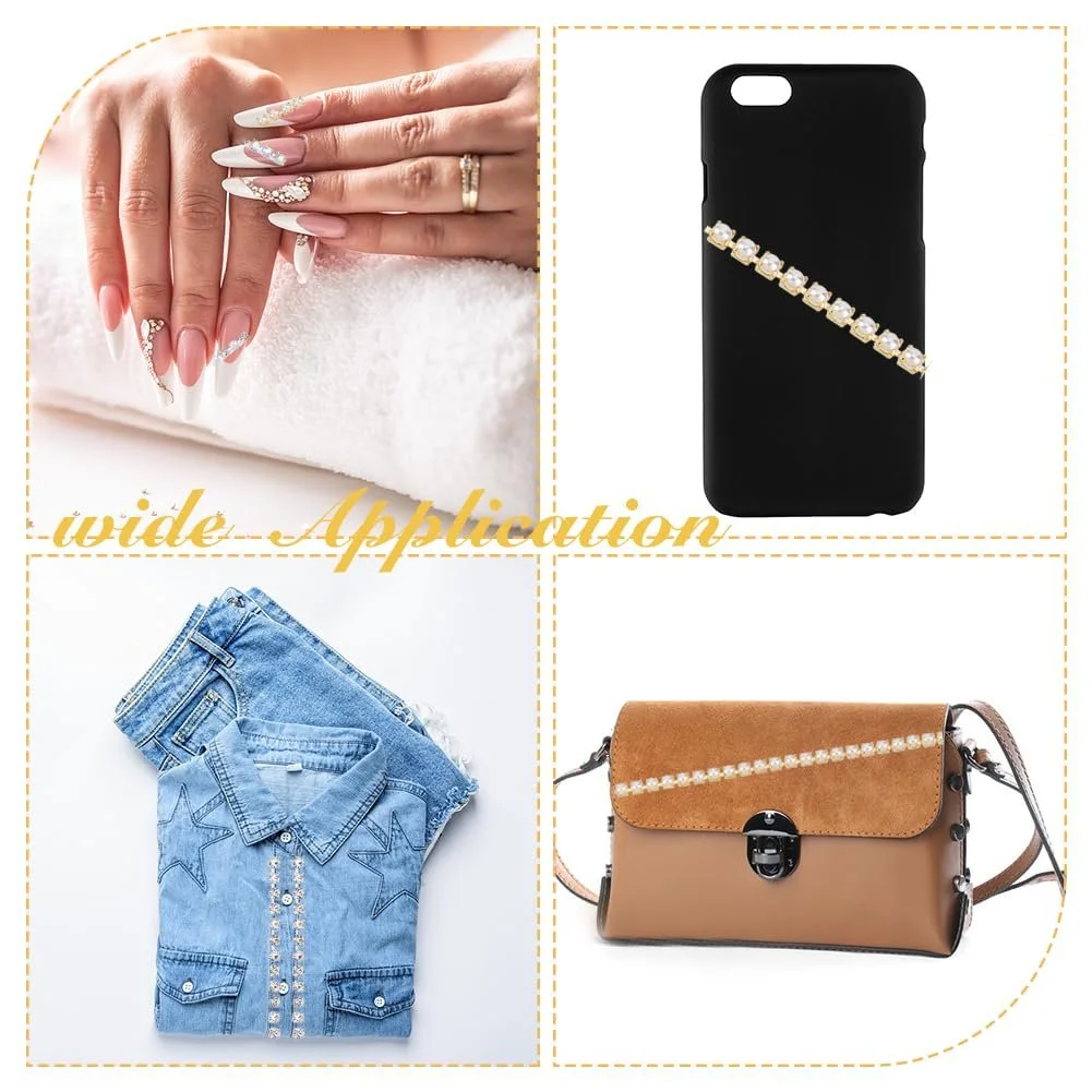 Стразы для ногтей 3D 6 стилей 12 шт. Цепочка из золота и серебра с жемчугом, подвески для ногтей с искусственными жемчужинами из ABS-пластика, фото №5