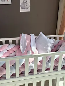 Комплект постельного белья для новорожденного Зайчик с бортиками и игрушками голубой synthetic.ua - Фото 1