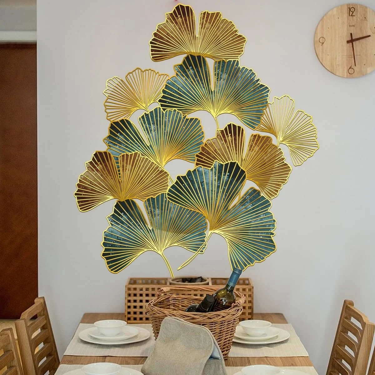 Наклейка на стіну WandSticker4U XL Ginkgo Leaves 73 x 87 см золота коричнева зелена, фото №3 Наклейка на стіну WandSticker4U XL Ginkgo Leaves 73 x 87 см золота коричнева зелена, фото №3