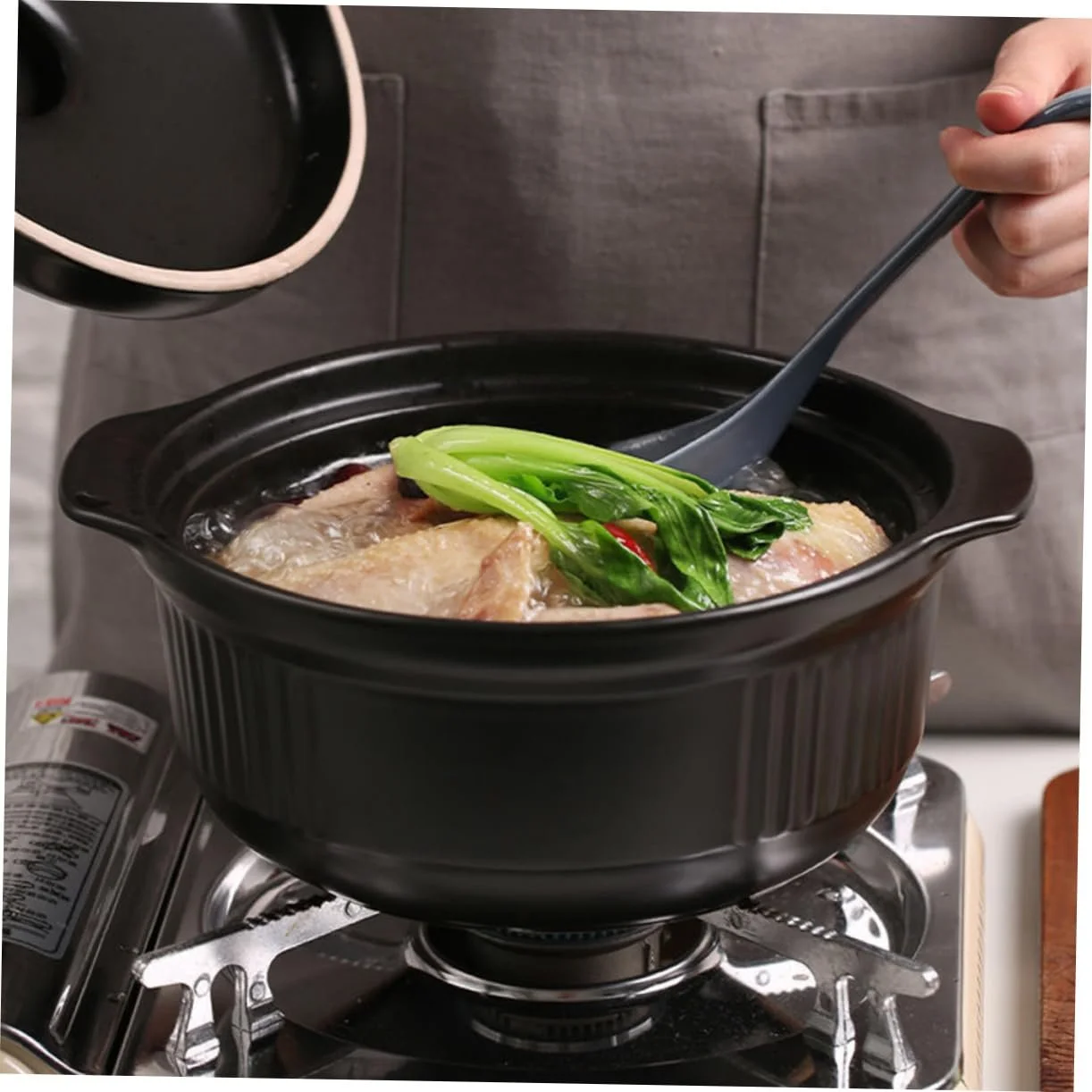 Каструля Amosfun Керамічна антипригарна з кришкою Мала для супів та тушкування, фото №7