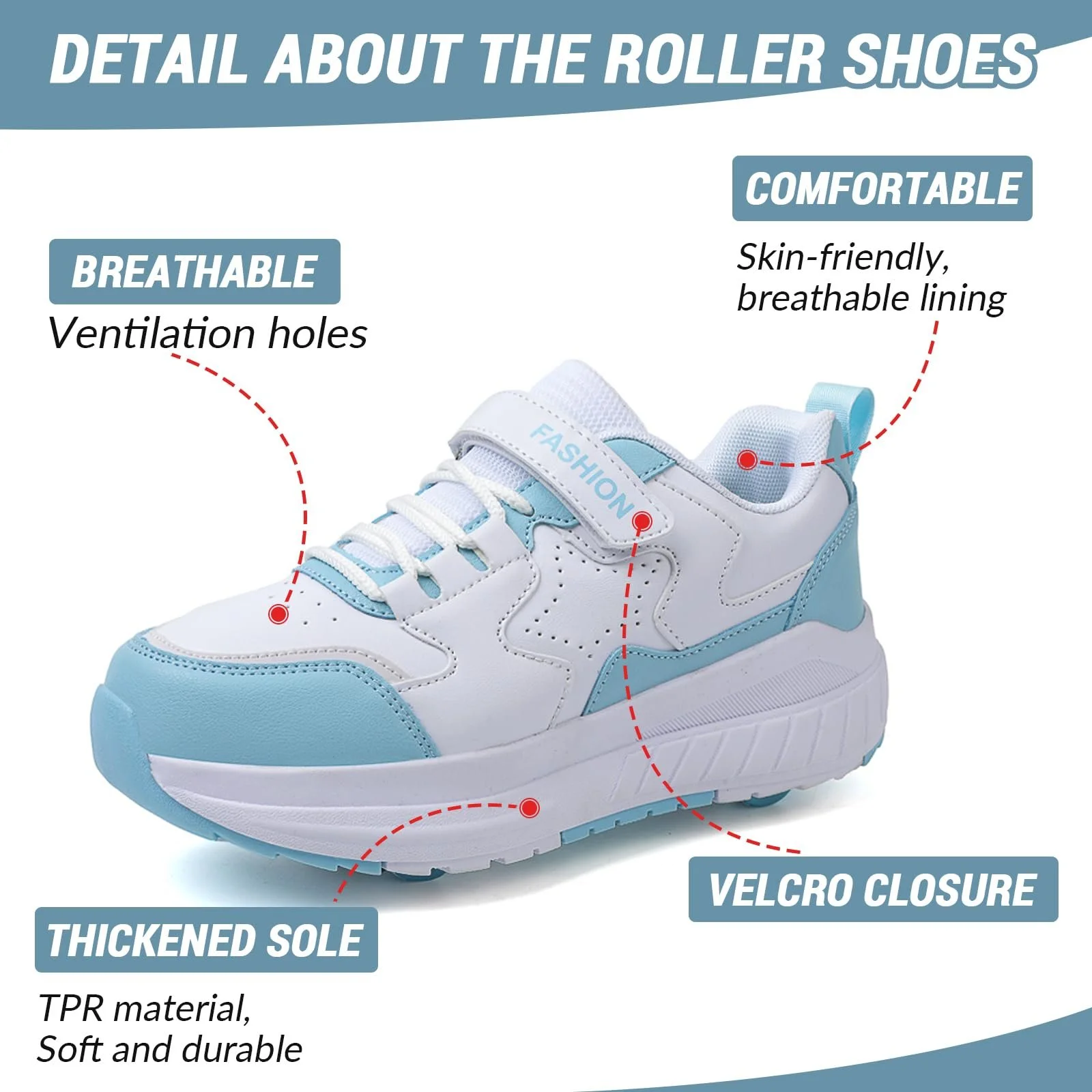 Кросівки FANSU на коліщатках для хлопчиків і дівчаток з 4 коліщатками, висувні, фото №4 Кросівки FANSU на коліщатках для хлопчиків і дівчаток з 4 коліщатками, висувні, фото №4